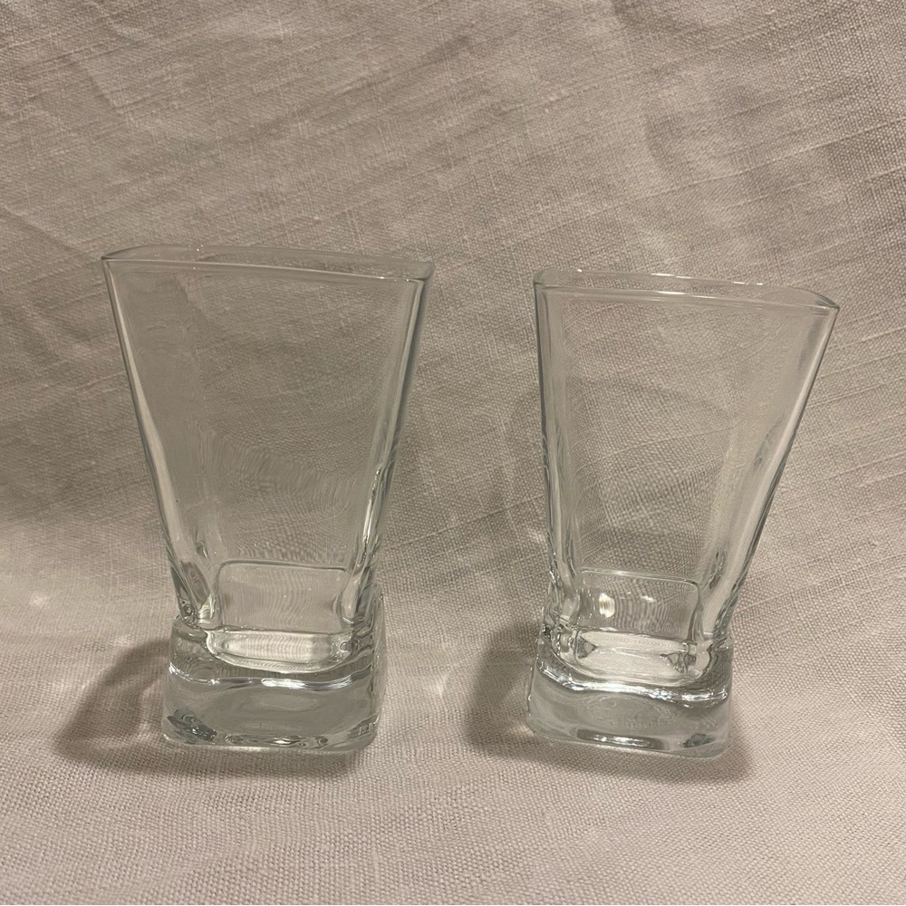Clear whisky glasses / low ball cocktail glasses - unique square glass MCM